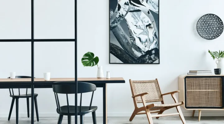カフェ内装をシンプルなデザインの画像