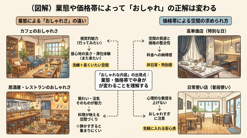 業態や価格帯によって「おしゃれ」の正解は変わる