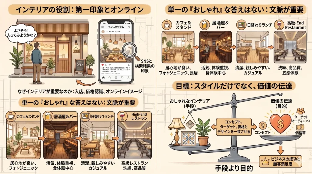 おしゃれな飲食店内装とは？